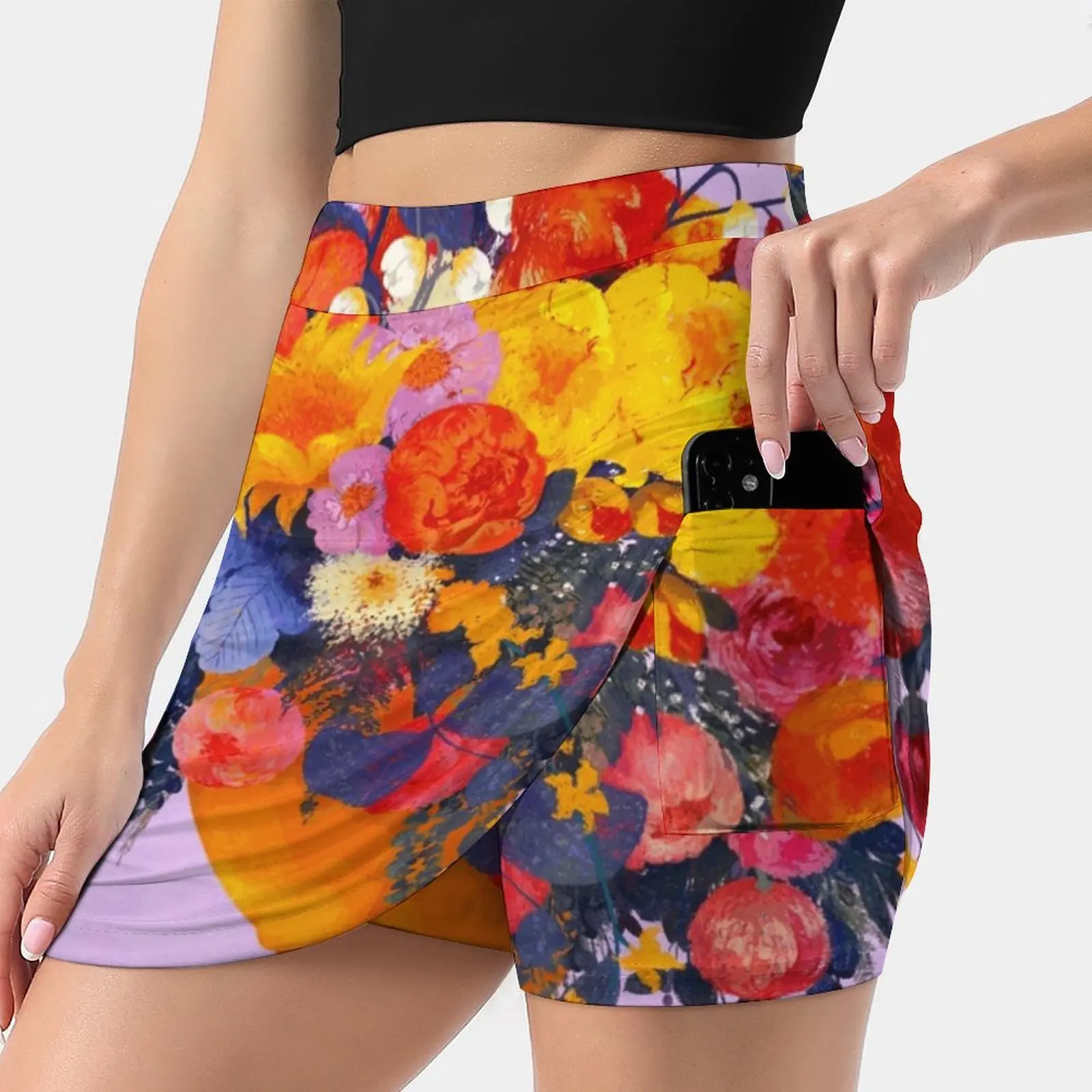 Flower Series 2 Women'S Fashion Sporting Skirt With Pockets Tennis Golf Running Skirts Flowers Vase Abstract Still Life