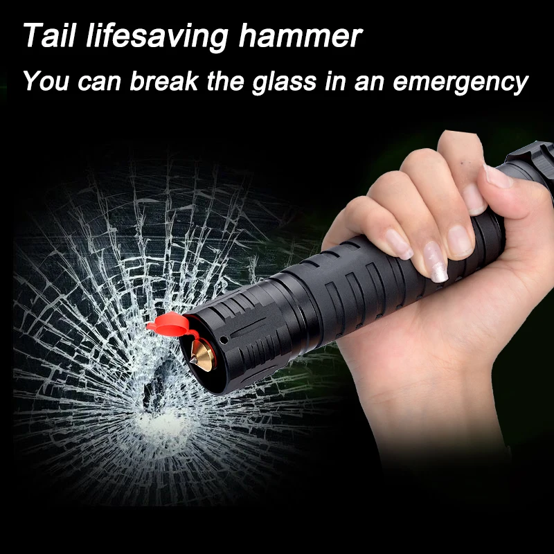 10400MAH XHP160 Powerful LED Flashlight USB Recharge Zoom Torch 5000000LM XHP100 Waterproof 18650 Battery Work Lamp Tail Hammer