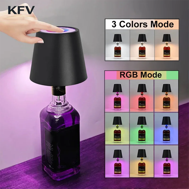 KFV Kabellose Tischlampe Weinflaschen LED-Flaschenleuchte für den Außenbereich Touch-Steuerung Schreibtischlampe für Restaurants, Bars, Festivals, Partys