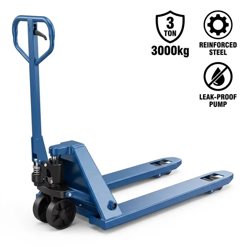 3 Ton Heavy Manual Pallet Jack Standard Hydraulic Hand Pallet Truck 1150mm Fork Length 685mm Yellow Warehouse Forklift