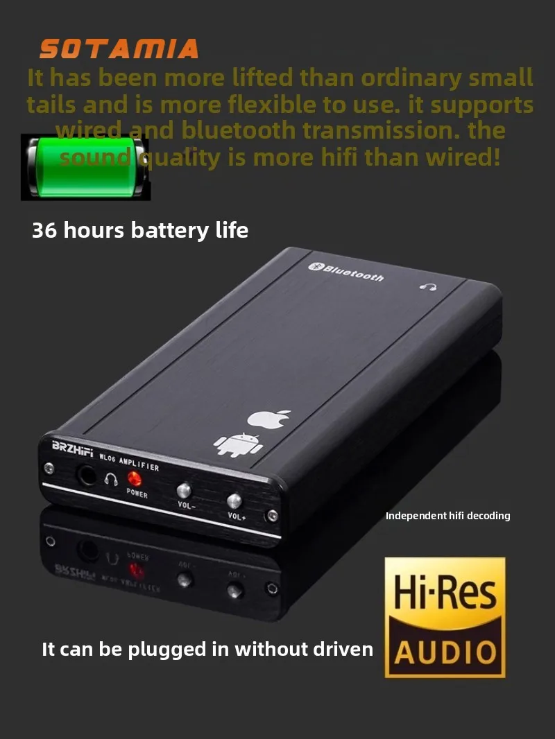 SOTAMIA WL06 Mobile Phone Wireless Bluetooth 5.2 Portable Bluetooth Decoding Ear Amplifier USB HD HiFi Decoder Home Theater
