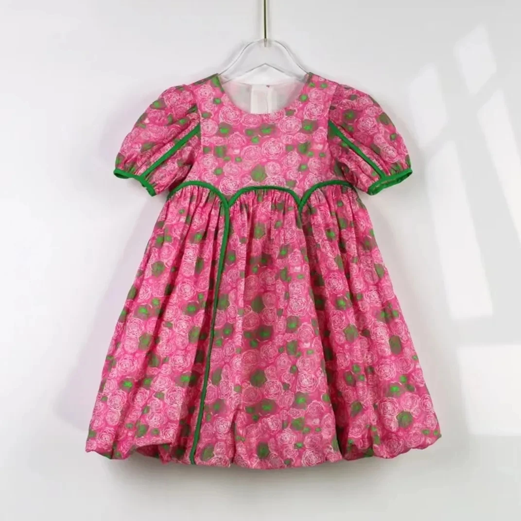 Summer Kids Cotton Floral Dresses for Girls Short Sleeve Princess Dress Toddler Baby Girl\'s Casual Dress Children Clothing 6 8 9