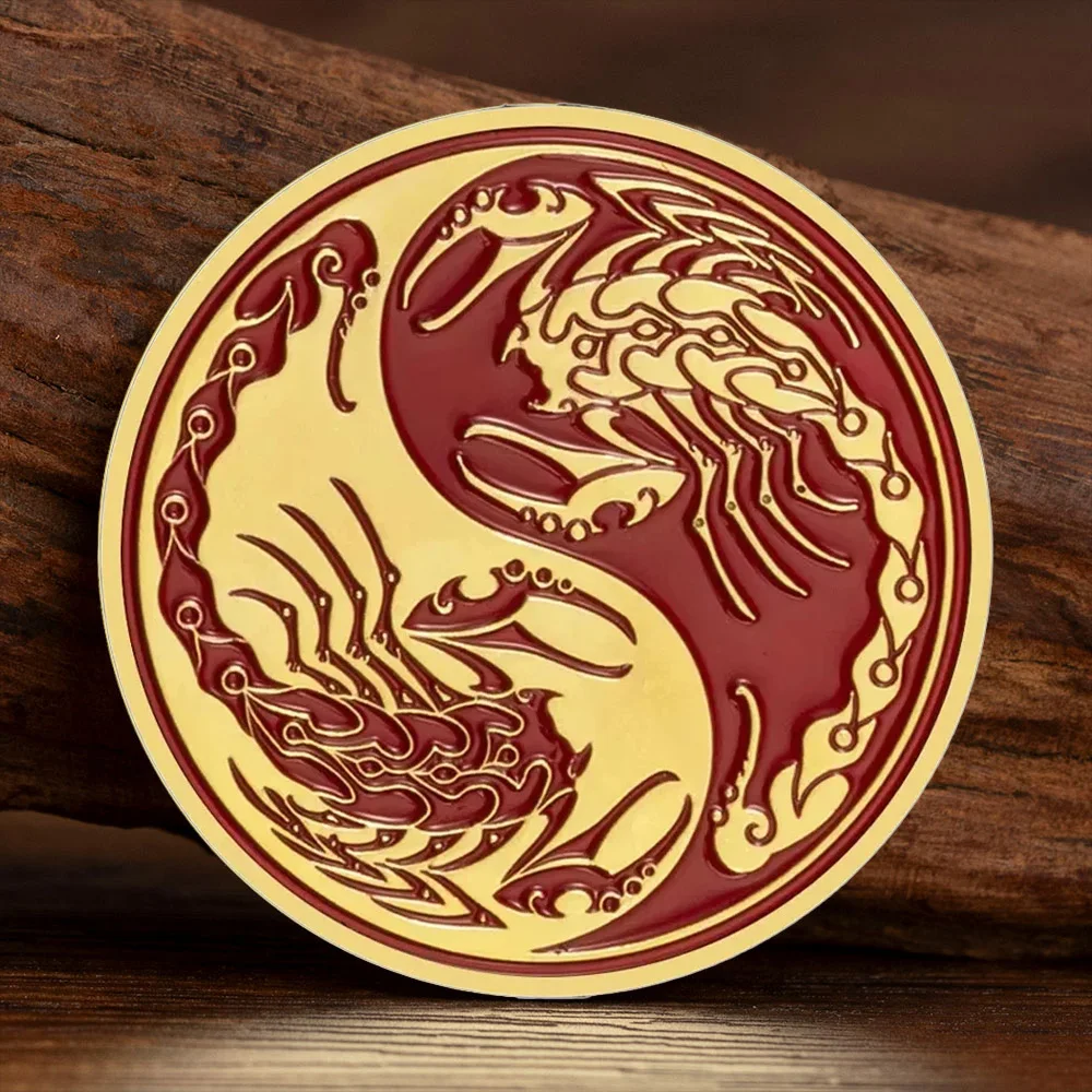 Tai Chi Ying and Yang The Two Opposing Principles in Nature Souvenir Coin Scorpion Gold Plated Bring You Good Lucky Coins