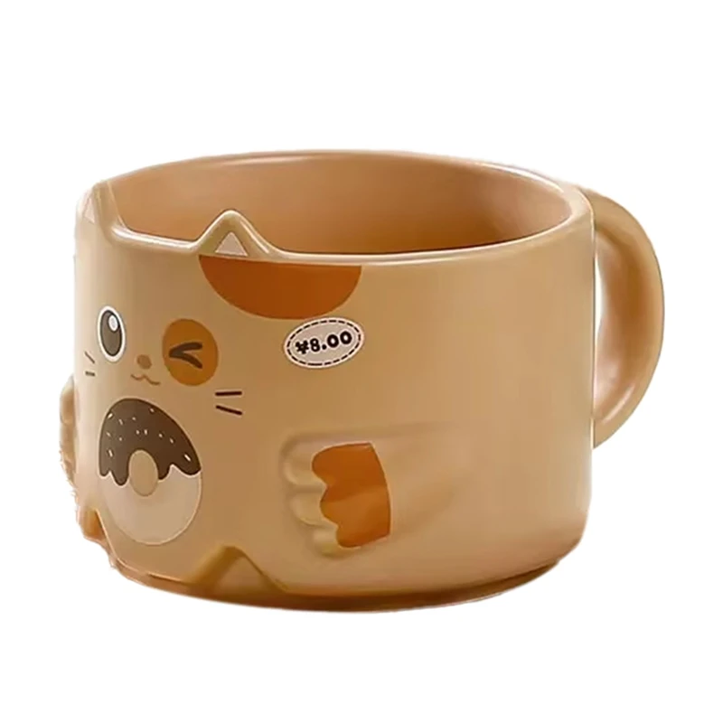 Cartoon Cat Ceramic Mug - Stacked Water Cup With Cat's Ear Design And Handle, Interesting Household Drinkware