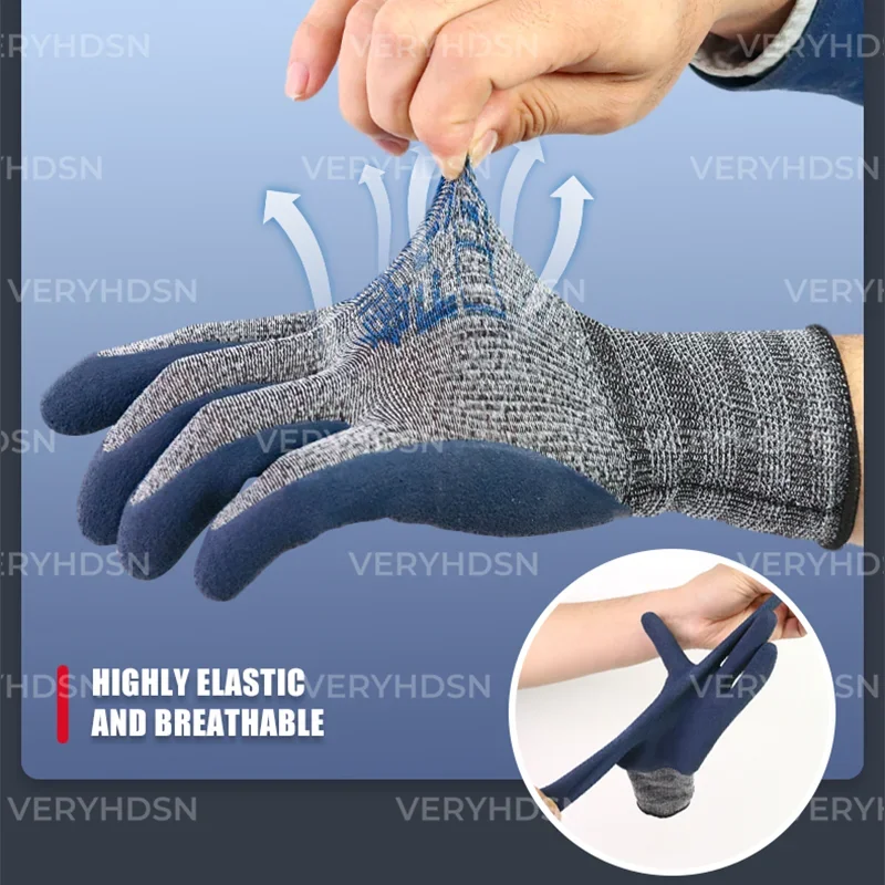 3Pairs Safety Work Gloves For Men&Women High Dexterity Multi-Purpose Firm Non-Slip Grip Cut-Resistant Nitrile Foam Coated