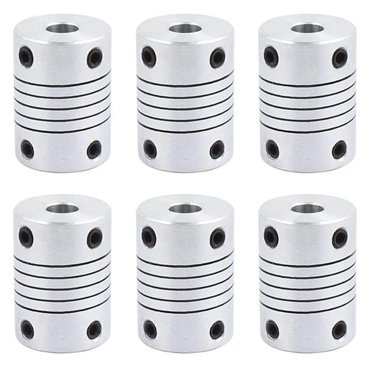 A93E-6Pcs Acoplamiento de eje de 6Mm a 8Mm 25Mm de longitud 18Mm de diámetro Acoplador de Motor paso a paso Conector de junta de aleación de aluminio