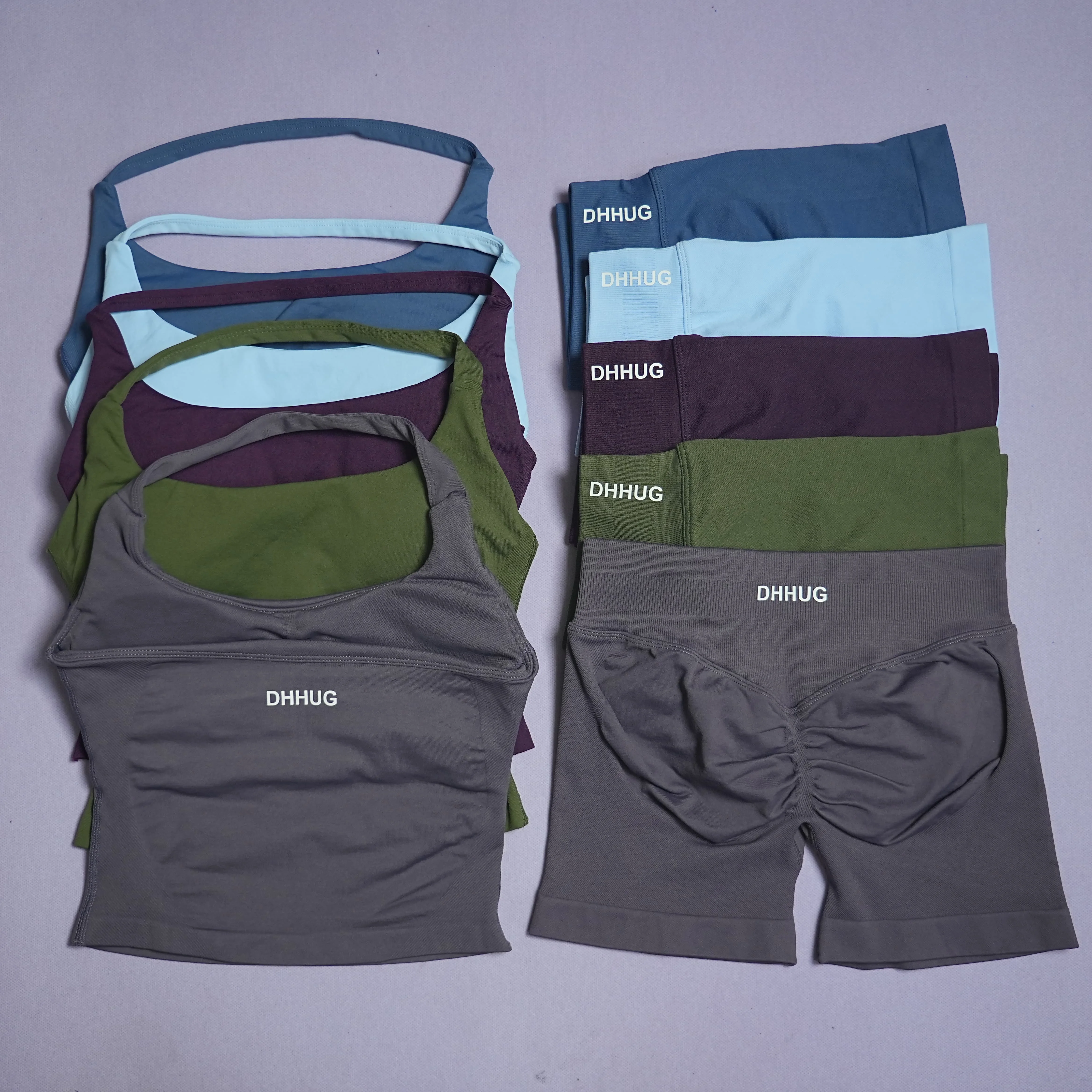 DHHUG Leggings de yoga de cintura baja para mujer con logo, pantalones levanta glúteos, tops deportivos, conjuntos de ropa para fitness y gimnasio