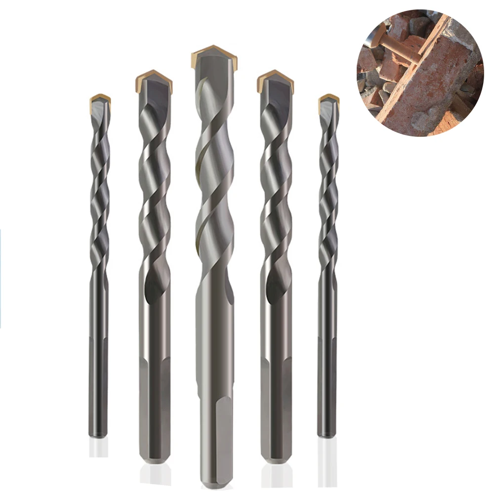 5PC Hand Electric Drill Bit Triangle Handle Tungsten Steel Drilling Concrete Cement Wall Construction Impact Drill Bit