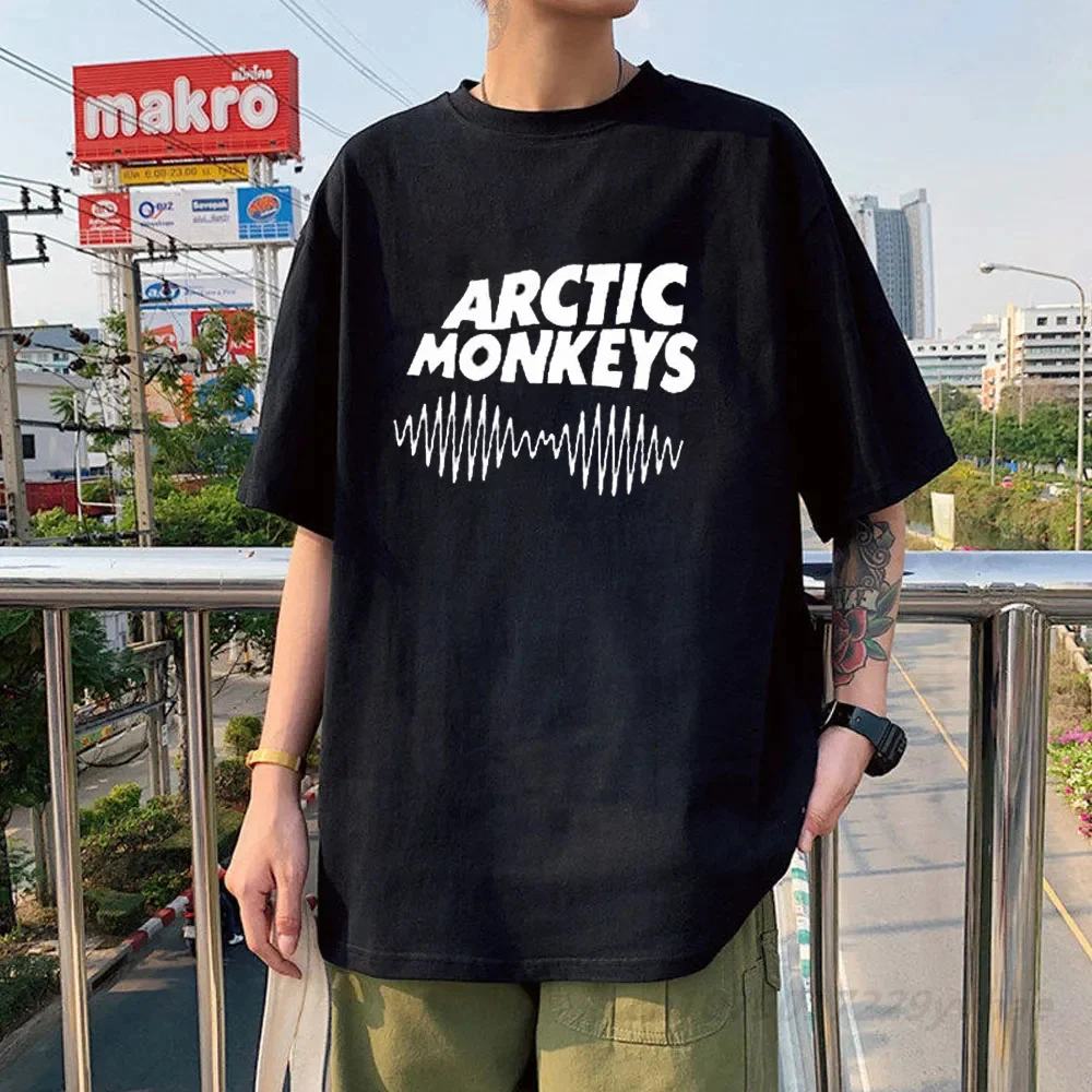 Cotton MAN T-SHIRT Summer T Shirt for Man Beach Top Tees Artic Monkey T-Shirt Male Fashion Casual Short Sleeve Black Top