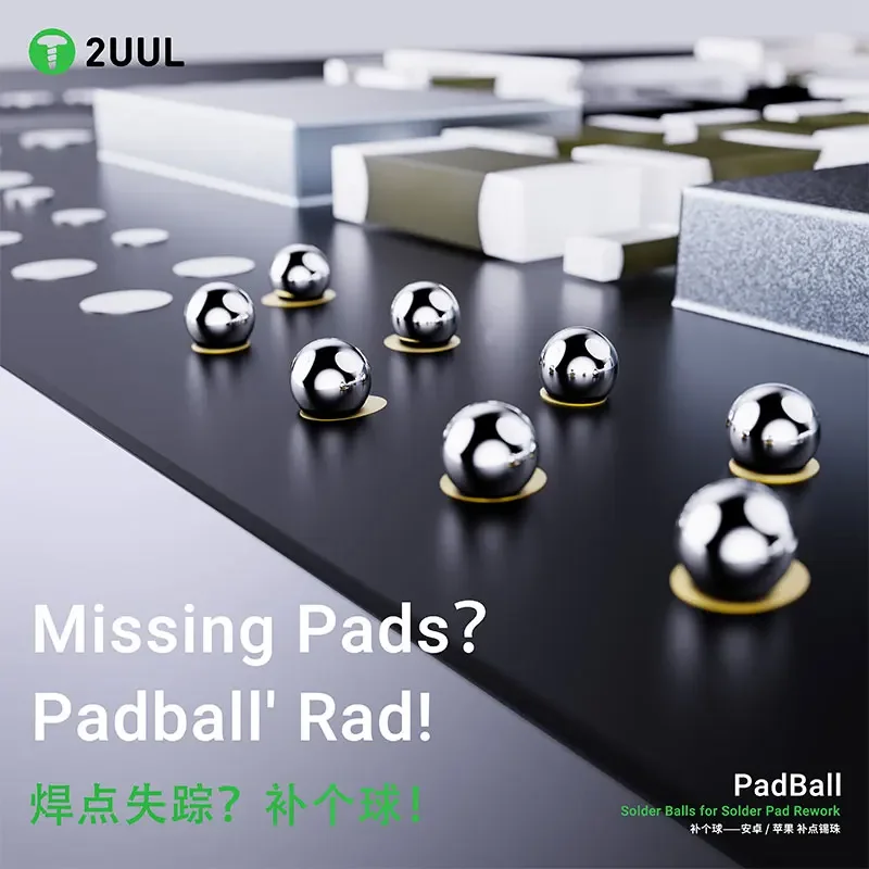 2UUL PB01/PB02 كرات لحام PadBall - 100K كرات/زجاجة خرز لحام محتوي على إعادة صياغة وسادة iPhone/Android وإصلاح BGA/CSP