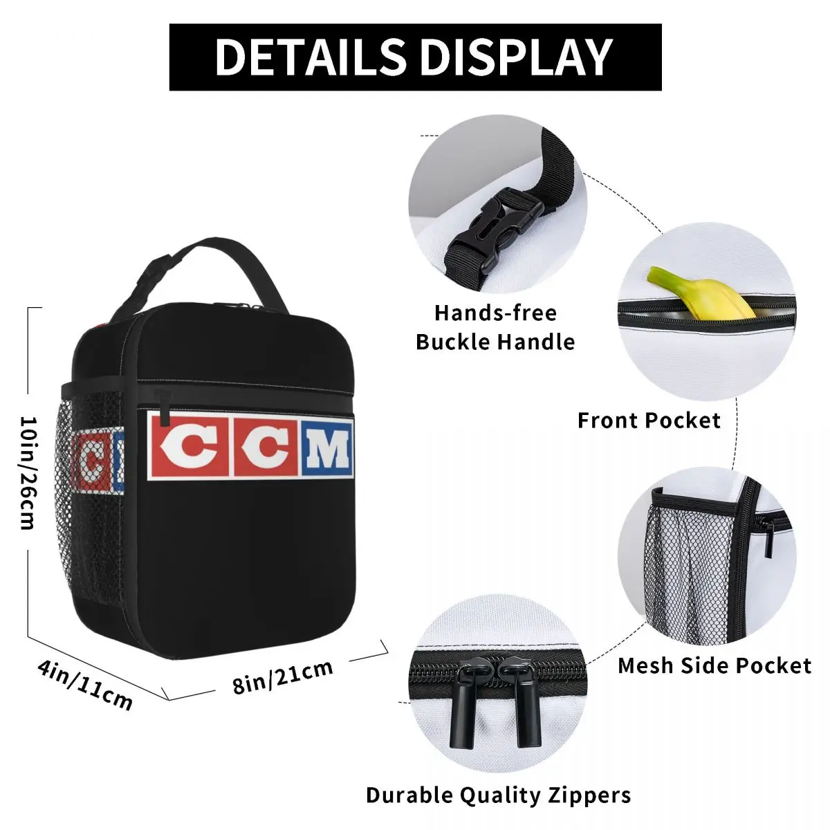 CCM Canada Logo Hockey Insulated Lunch Bag for Women Waterproof Cooler Thermal Bento Box Office Picnic Travel