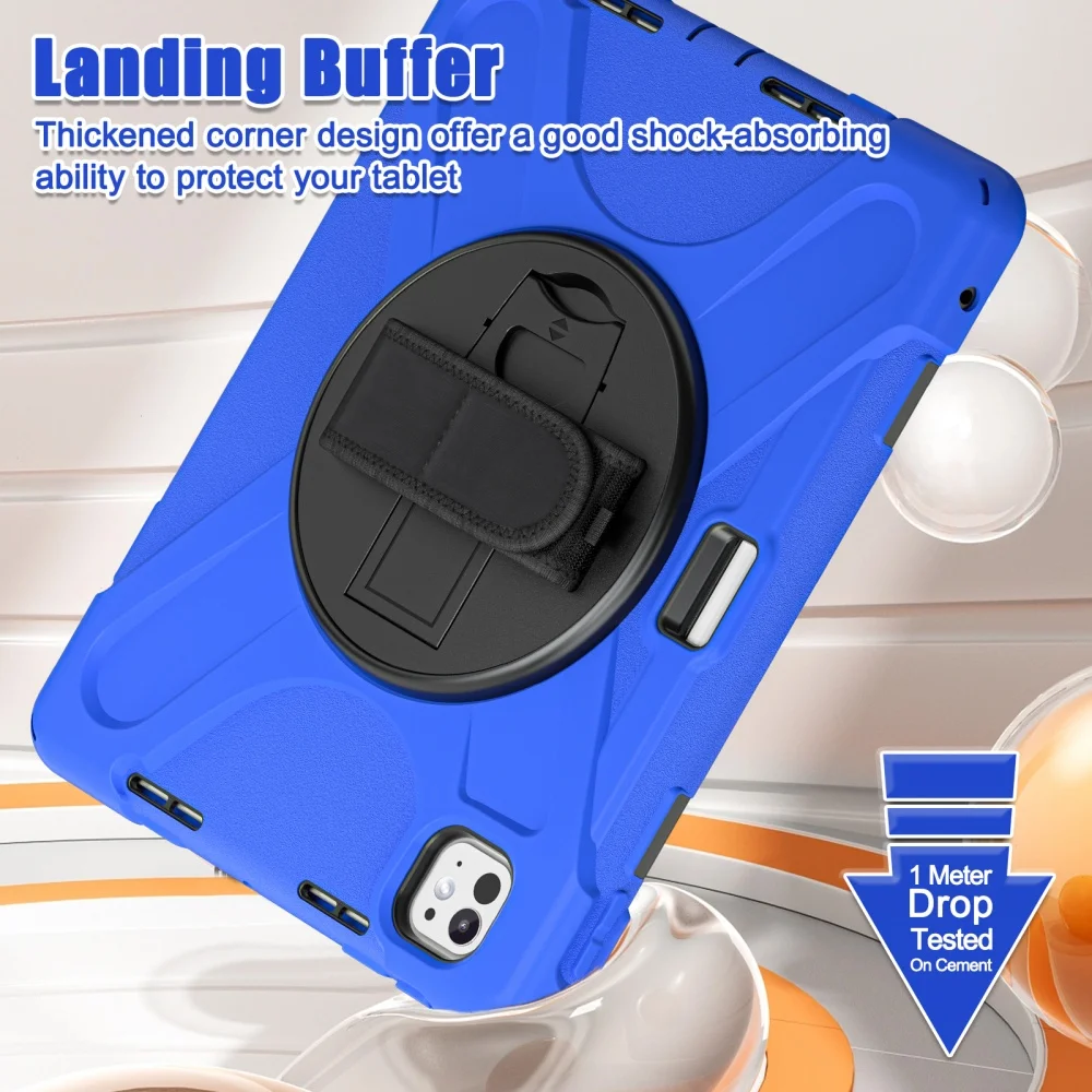 حافظة أنبوبية عالية القوة لجهاز iPad Pro 2024 مقاس 11 بوصة Pro 13 بوصة M4 غطاء هجين شديد التحمل مع حامل قلم رصاص بحزام كتف