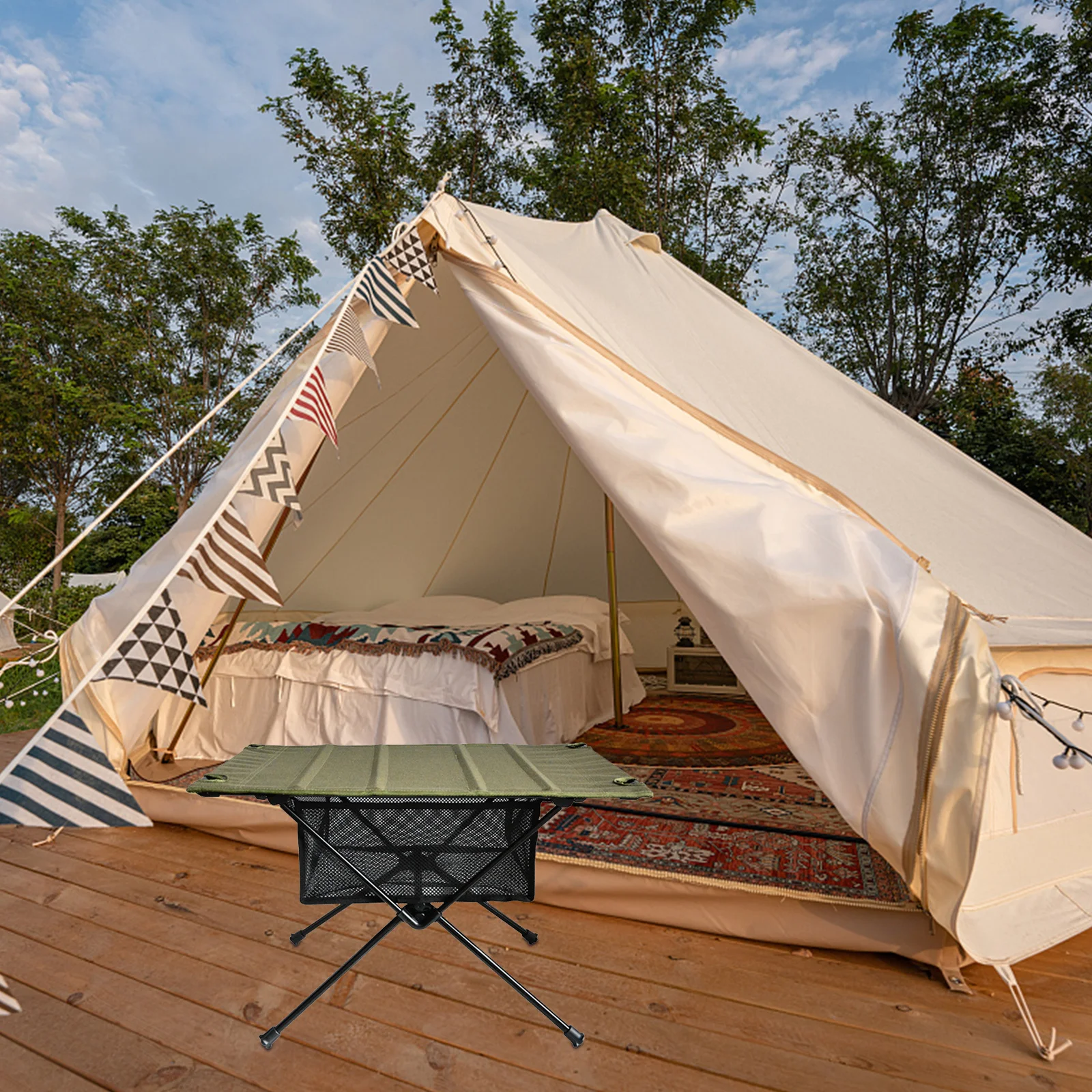 حقيبة شبكية معلقة للتخييم قابلة للطي وخفيفة الوزن ومنظم تخزين شبكي محمول لملحقات المكتب الخارجية