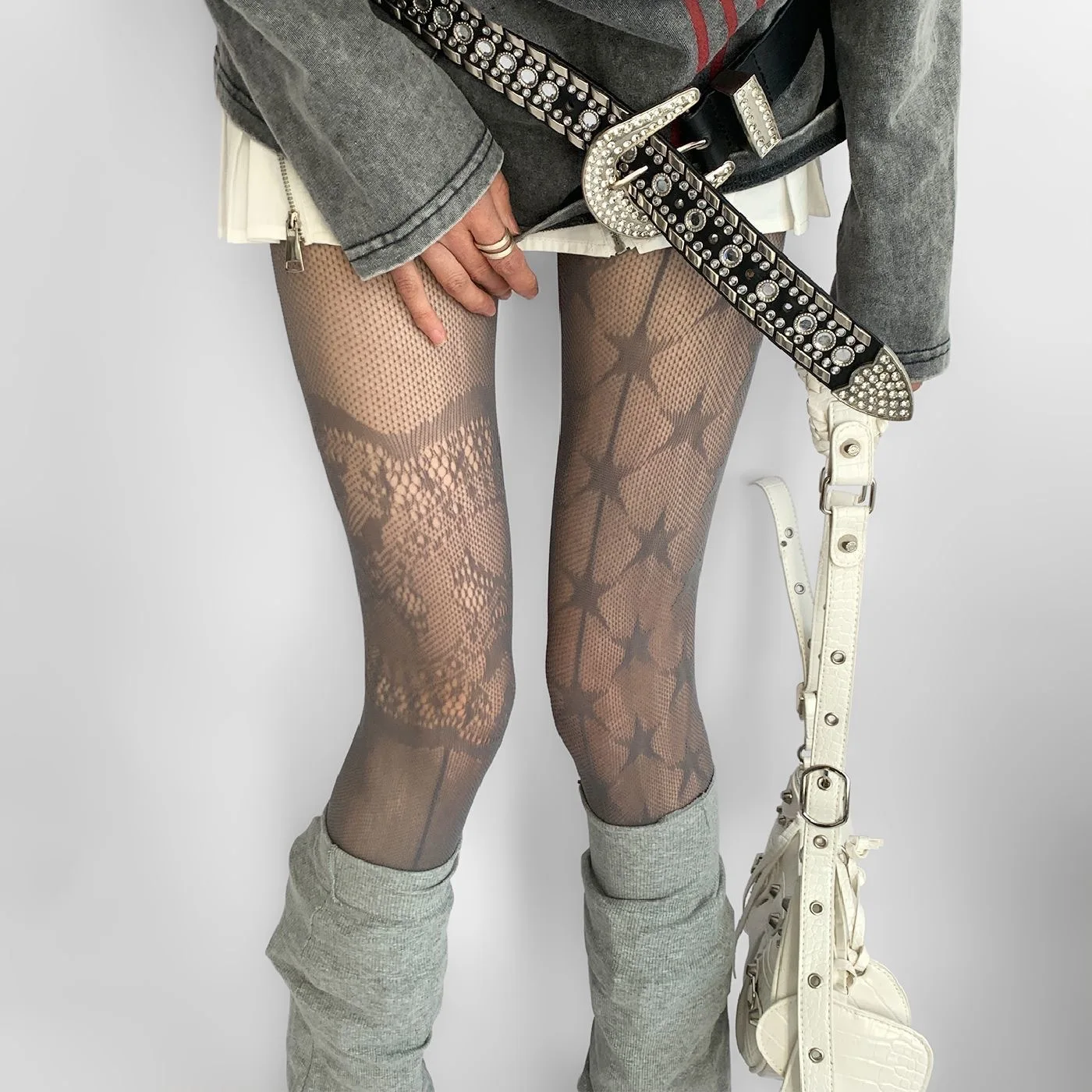 Mesh Fishnet Stockings Pantyhose Pentagram Jacquard Black Stockings Sexy Lingerie Skinny Body Stockings Women Tights Pantyhose