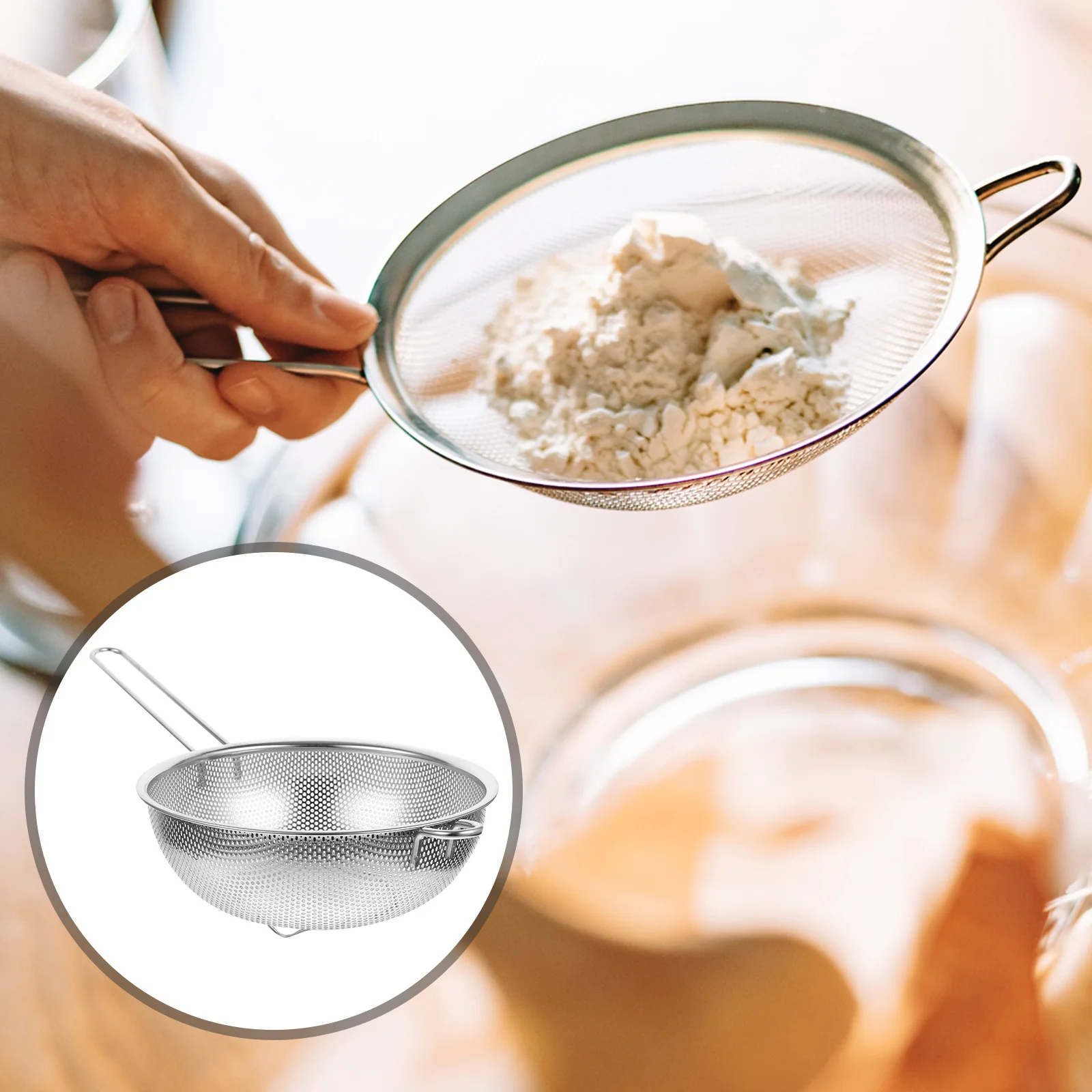 

Stainless Steel Colander Basket Handle Draining Vegetables Fruits Pasta Washing Sieve Mesh Strainer Filter Rice Washer Heavy