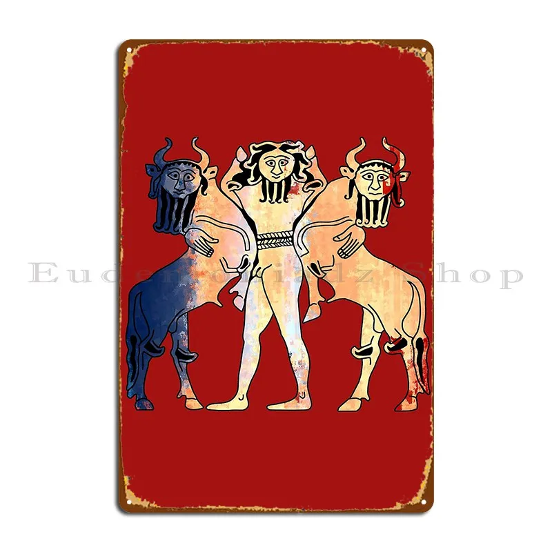 Sumerian Bulls Metal Sign Custom Painting Bar Garage Vintage Tin Sign Poster