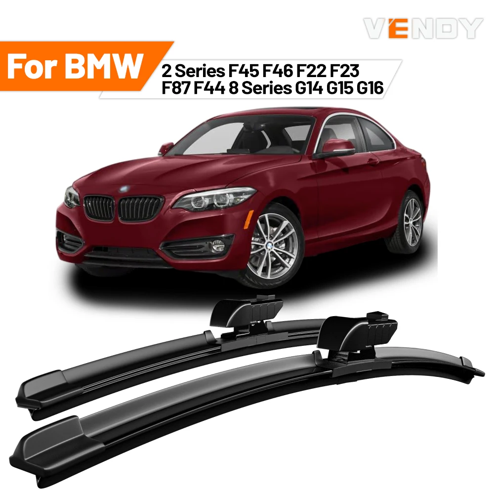 

For BMW 2 Series F45 F46 F22 F23 F87 F44 8 Series G14 G15 G16 2pcs Front Windshield Windscreen Wiper Rubber Brushes Blades