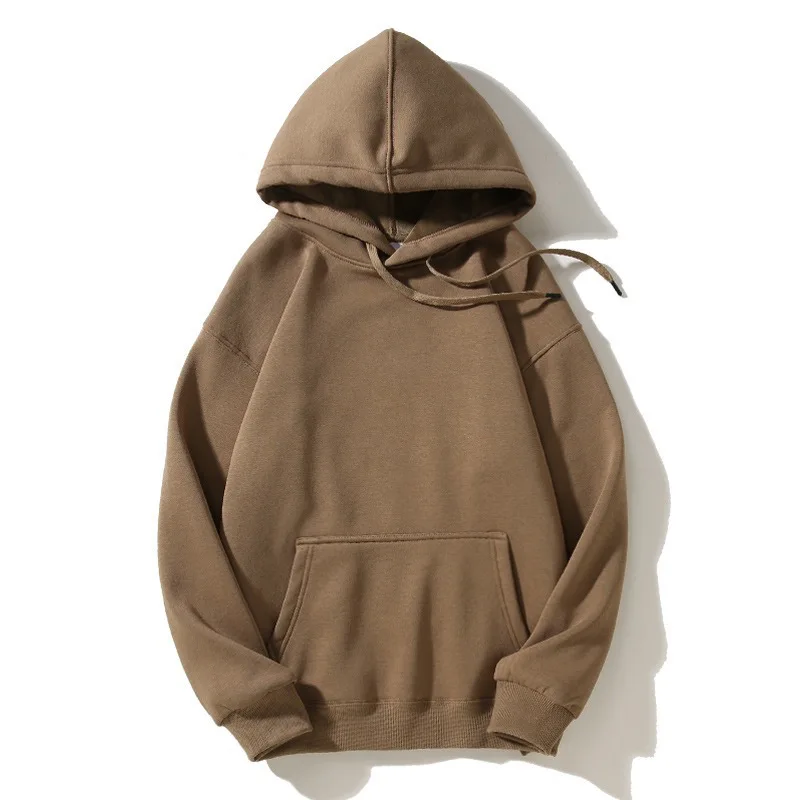 500g Heavyweight Earth Tone Hoodie Men Women Solid Color Thick Warm Pullover Sweatshirt Vintage Casual Streetwear