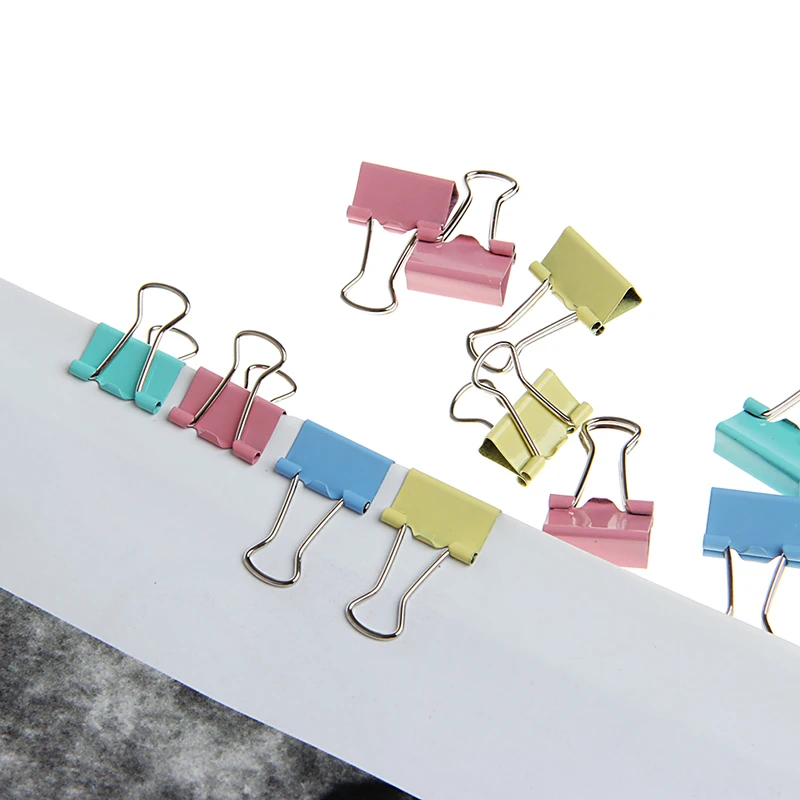 2024 New 60Pcs Colorful Metal Binder Clips File Paper Clip Office Supplies 15mm Width