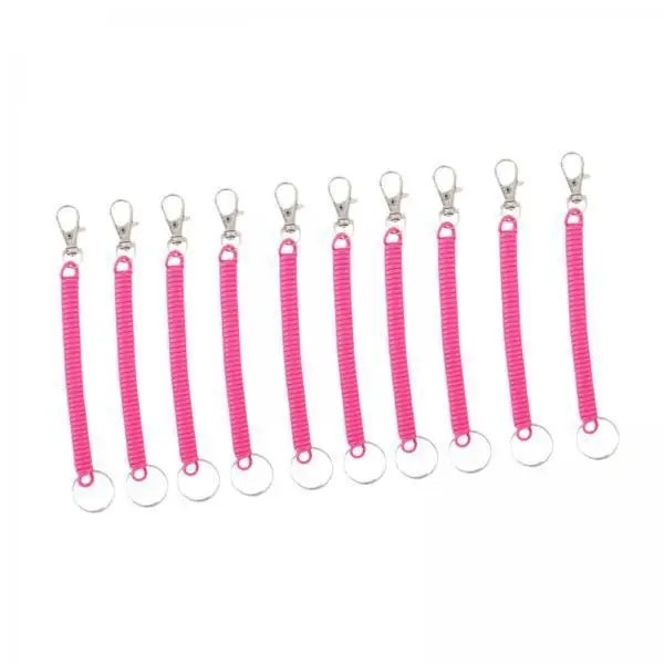 3x10 Pieces Stretchy Anti Lost Spiral Cord Keychain for Purse Wallet Cellphone Rose