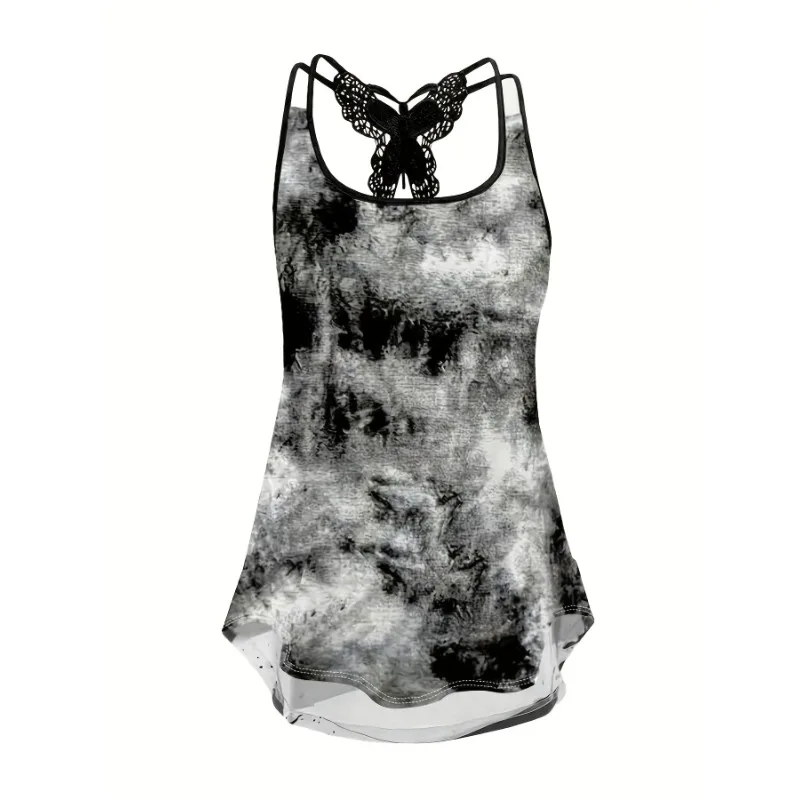 Plus ขนาด 1XL-5XL พิมพ์เสื้อเซ็กซี่สลิง Shirtd เสื้อกั๊กผู้หญิงแฟชั่น Streetwear Elastic Camis