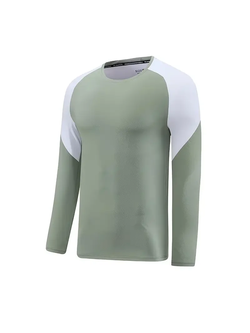 

Men's Long Sleeve Crew Neck T-Shirt, Thermal Compression Top Shirt For Gym Jogging, Bodybuilding And Running