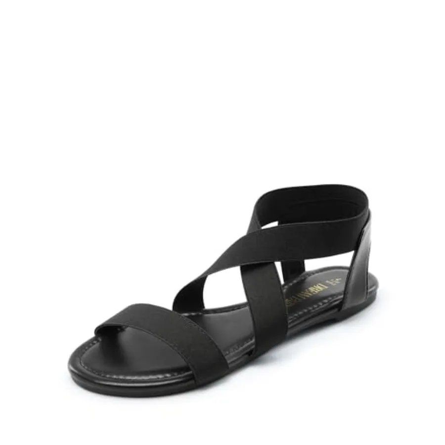 Women's Elastic Ankle Strap Flat Sandals Summer Dressy Shoes Cute Strappy Gladiator Sandals