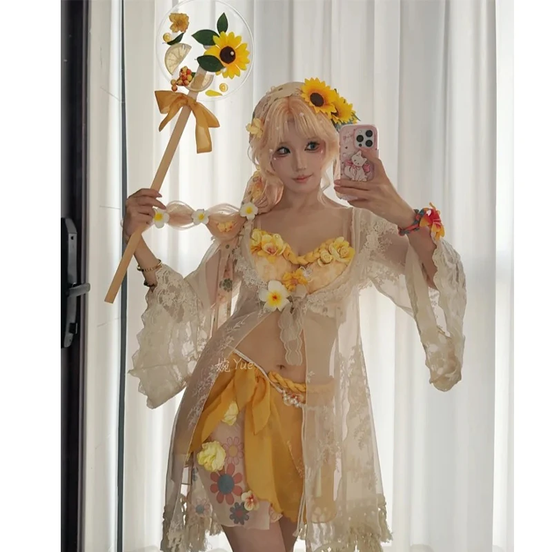 Naiad Grace​​ Summer Gold Cosplay Costume Wig Uniform Character Outfit Game Identity V Halloween RolePlay Carnival Party Dressup