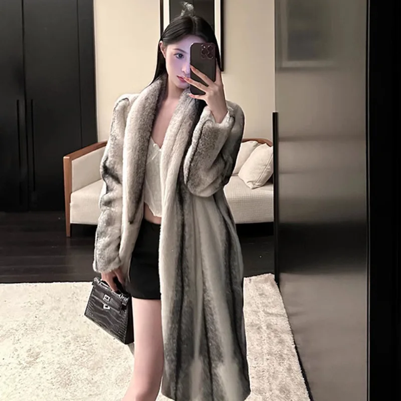 Big Size Fur Coat Women Long Faux Fur Jacket Luxury Brand Warm Thickened Long Sleeve Winter Women Clothing High-end Fur Coat