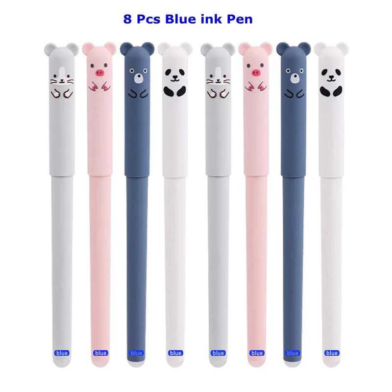 Kawaii löschbares Gelstift-Set, Cartoon-Tiere, süße Katze, löschbarer Stift, löschbarer Nachfüllstab, waschbarer Griff, Stiftgriff, Schulbriefpapier