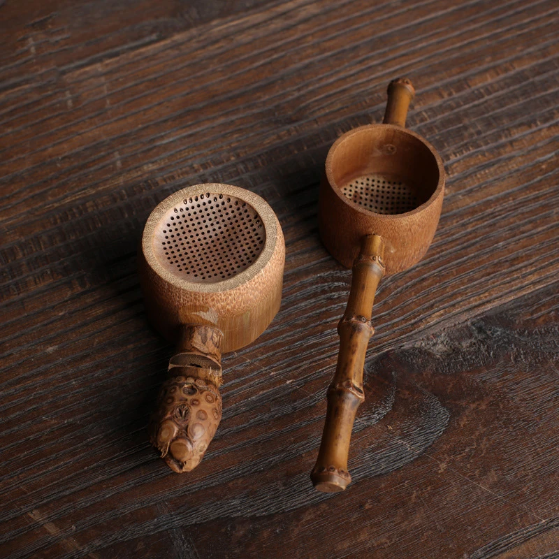 Infusor de malla de filtro de té de madera de bambú de estilo japonés para Ceremonia de té, reutilizable