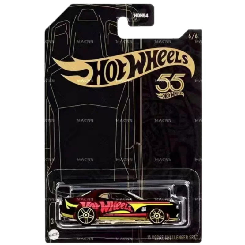 Hot Wheels 55Th Anniversary Black Yellow Series 2023 Bmw Nissan Chevy Nova Dodge Challenger Srt Volkswagen T1 Gtr 1/64 modello di auto