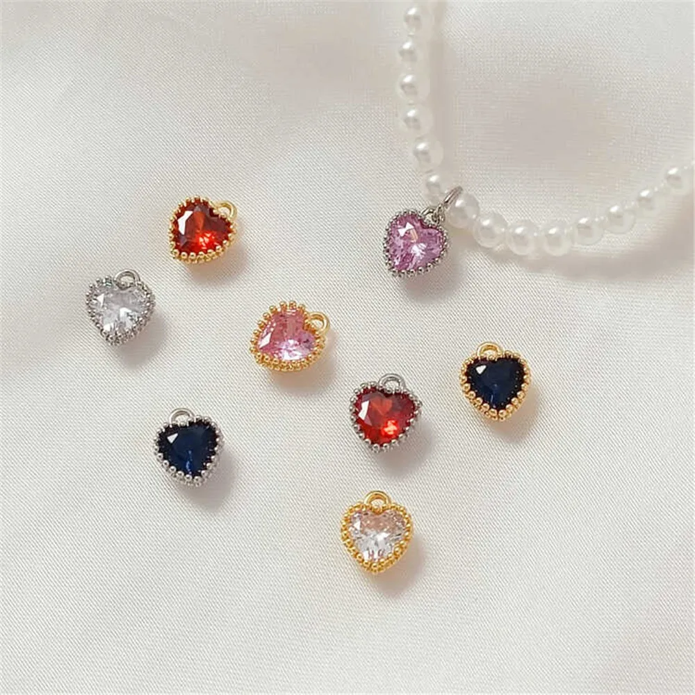 

14K Gold-plated Copper with Micro-inlaid Heart Pendant, Zircon Handcrafted DIY Bracelet, Necklace and Jewelry Accessories