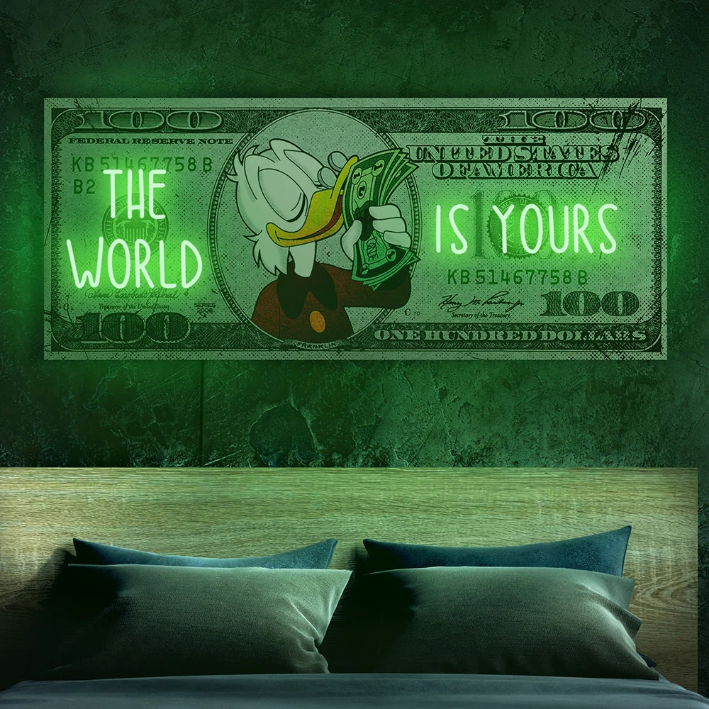 

Cutsom Neon Signs Dollar Neon Sign The World Is Yours Neon Light for Bedroom Home Decor Led Lights Money Wall Art Pop Art