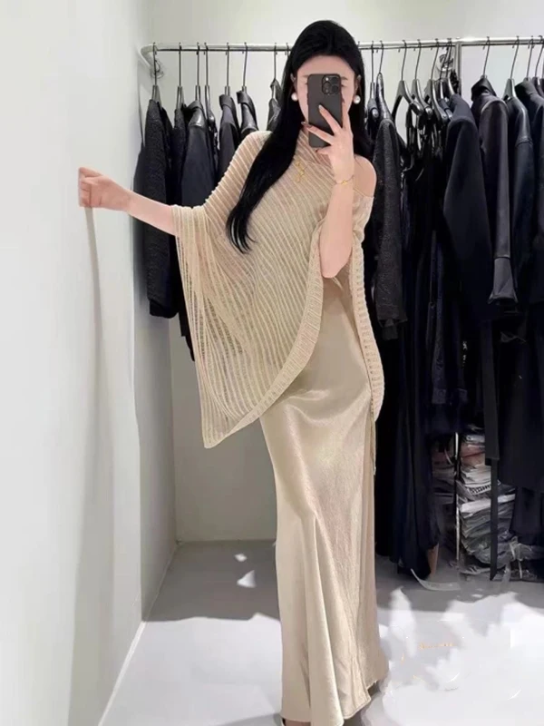 Dames zomer Vaion los gebreide opengewerkte oulder priem Cowl Ne Long Sve dunne polyester Batwing Sle Top