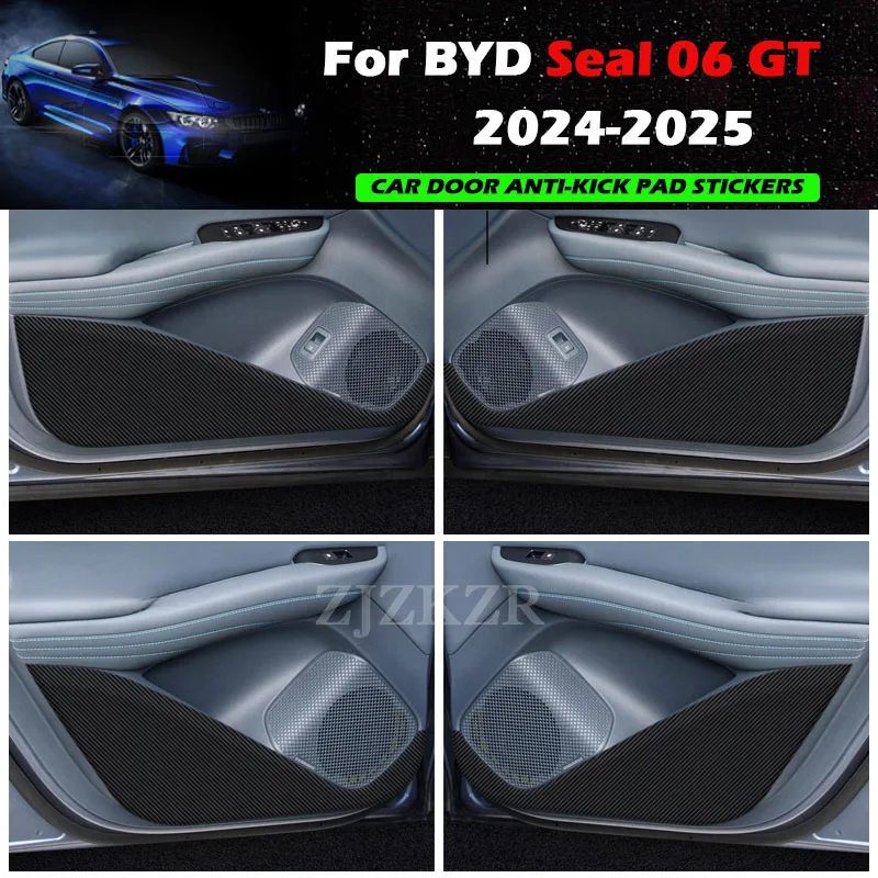 For BYD Seal 06 GT 2024 2025 Carbon Fiber Leather Sticker Car Door Anti-kick Pads Protector Mats Auto Interior Decor Accessories