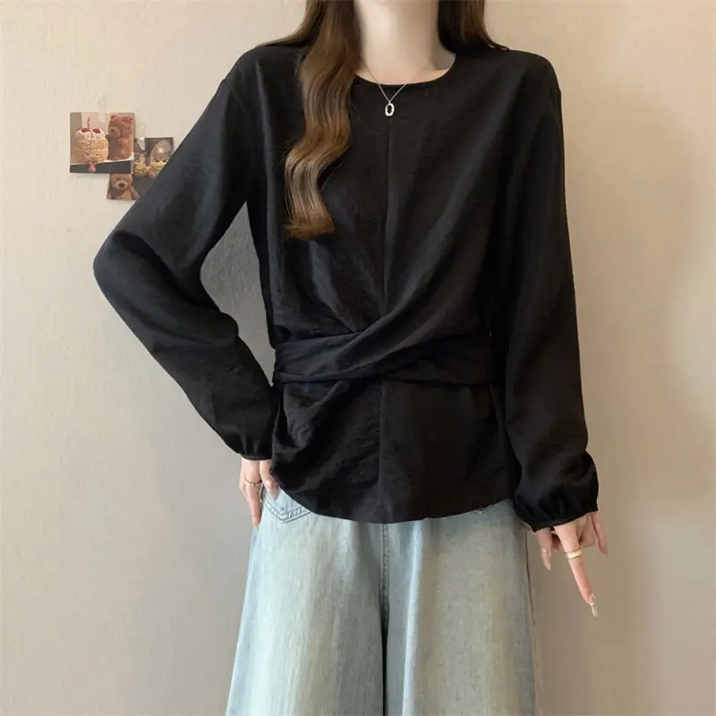 Design-sensing Waist-hugging Long-sleeved Shirt for Women's Autumn New Style Unique Top