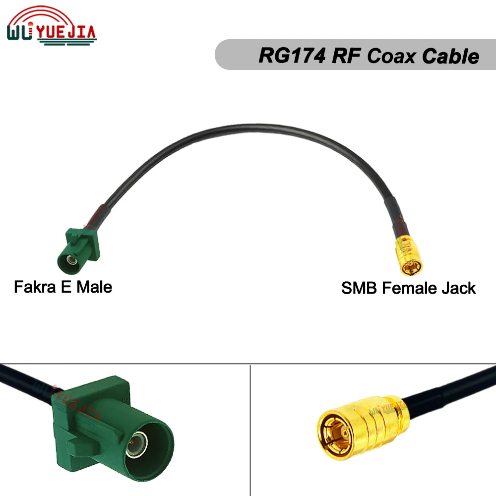 RG-174 Green Fakra E Male Female to SMB Male Female Connector 50 ohm RF Coax Cable For Telecommunications Networking Automotive