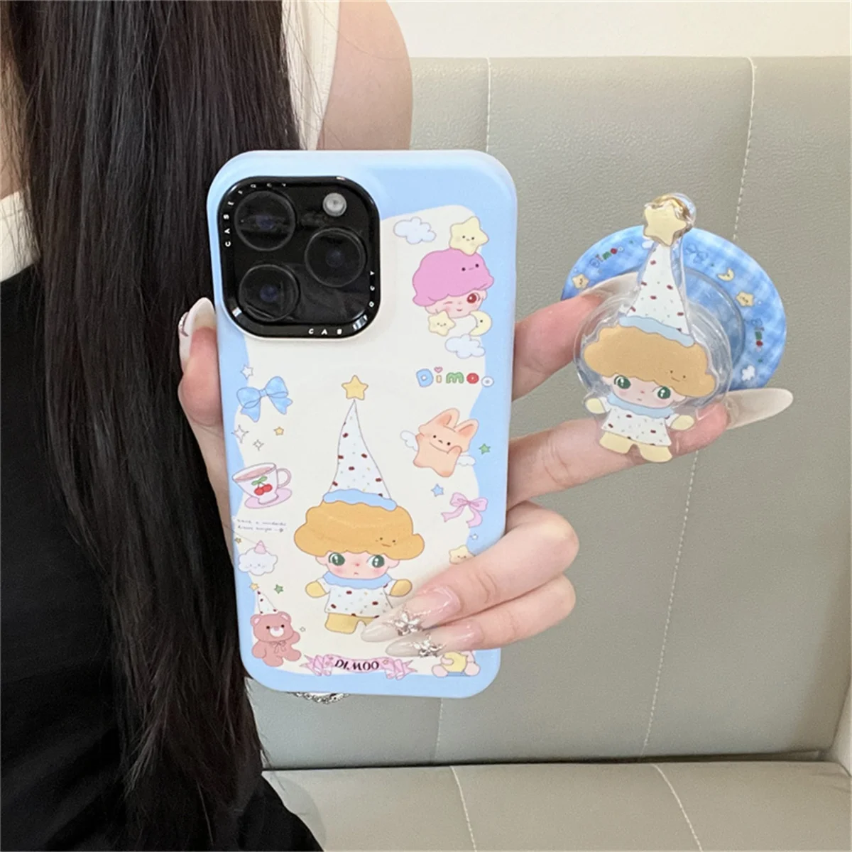 

Kawaii Cartoon Bear Doll Magnetic Phone Case For iPhone 17 Pro 14 15 16 Pro Max Cover with Stand Holder For Magsafe Cases Capa