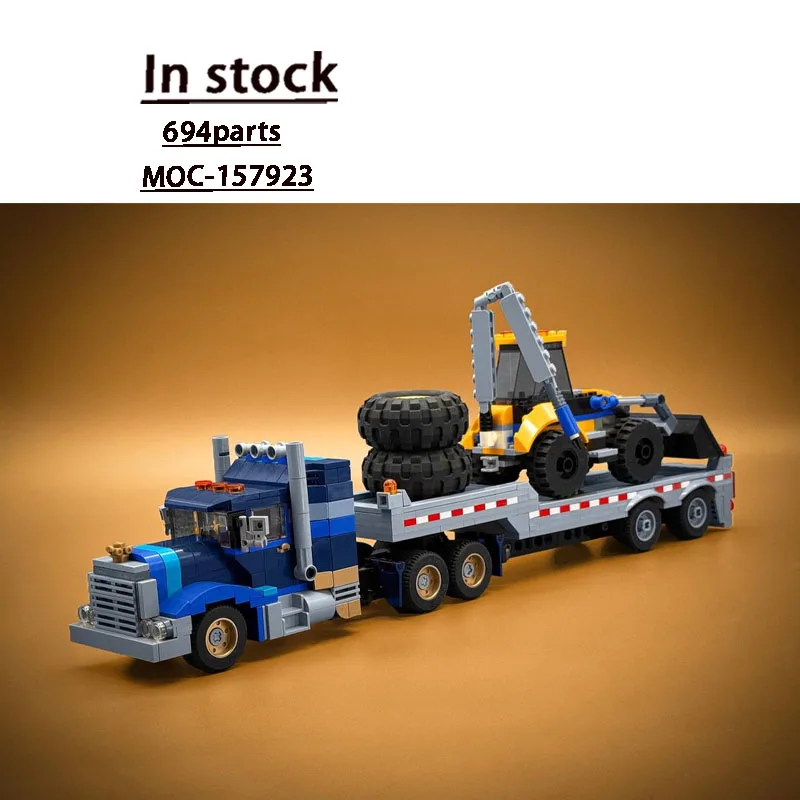 

MOC-157923 New City Truck with Ladder Deck Trailer Building Block Model, 694 Parts, Birthday Toy Gift for Boys and Children