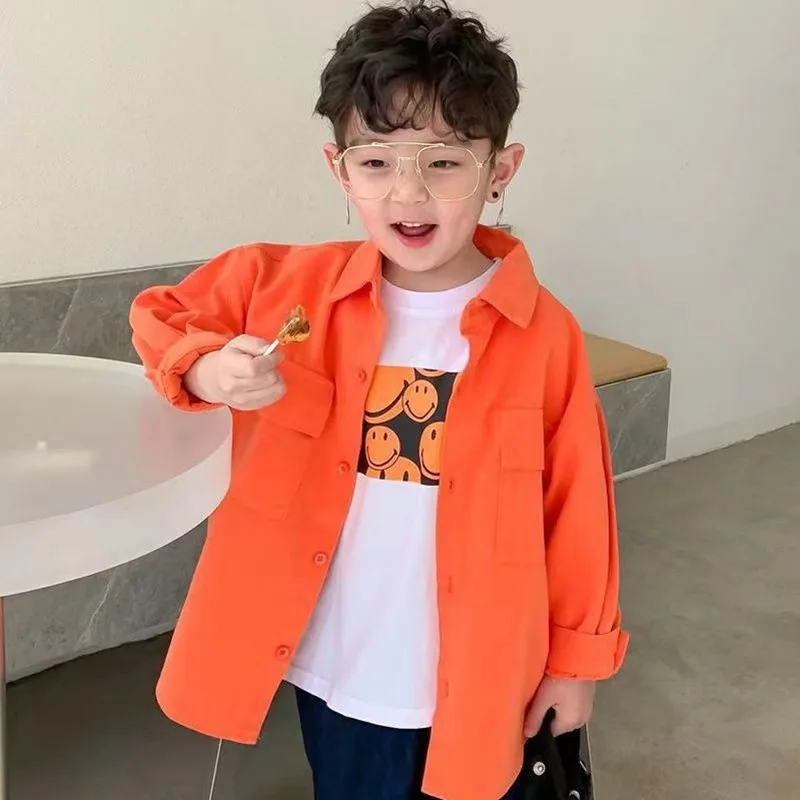 Kids Boys Shirts 2023 New Spring Clothing Childrens Baby Cotton Spring and Autumn Boys Shirts Top Loose Fit Long Sleeve