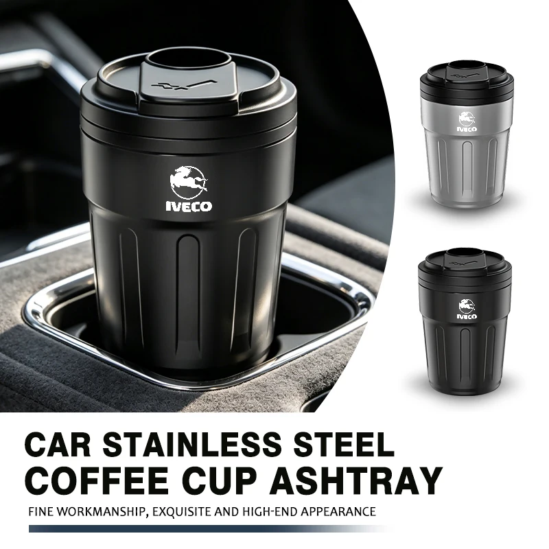 Cenicero de acero inoxidable para coche, portavasos multifuncional para IVECO Daily e-Daily 4x4 Eurocargo S-eWay T-Way Stralis ‌