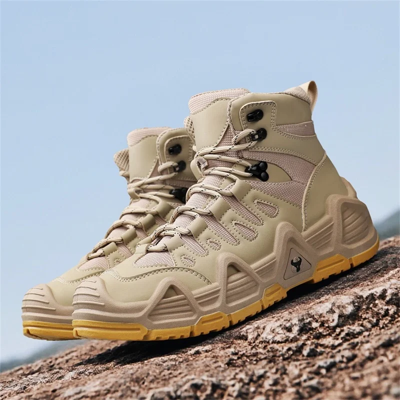 

Khaki Men's Tactical Desert Boots Platform Outdoor Hiking Boots Man Anti-slip Wear-resistant Traveling Sneakers Men Work Boots