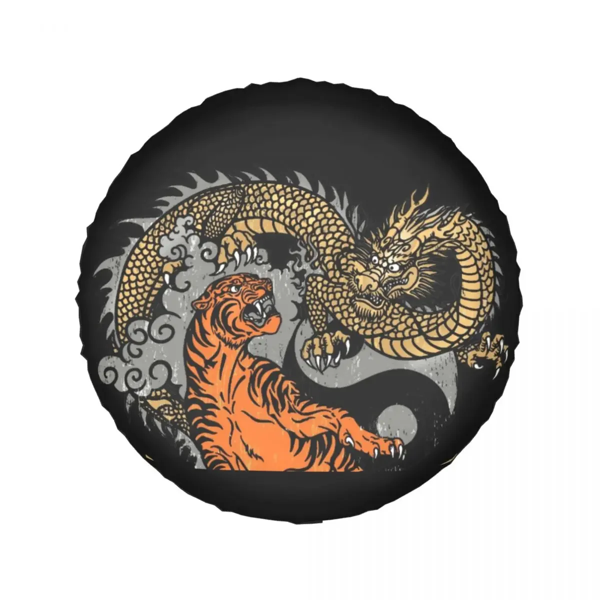 Jiu Jitsu Tiger And Dragon Yin Yang Spare Tire Cover Case Bag Pouch Martial Arts Wheel Covers for Jeep Honda 14