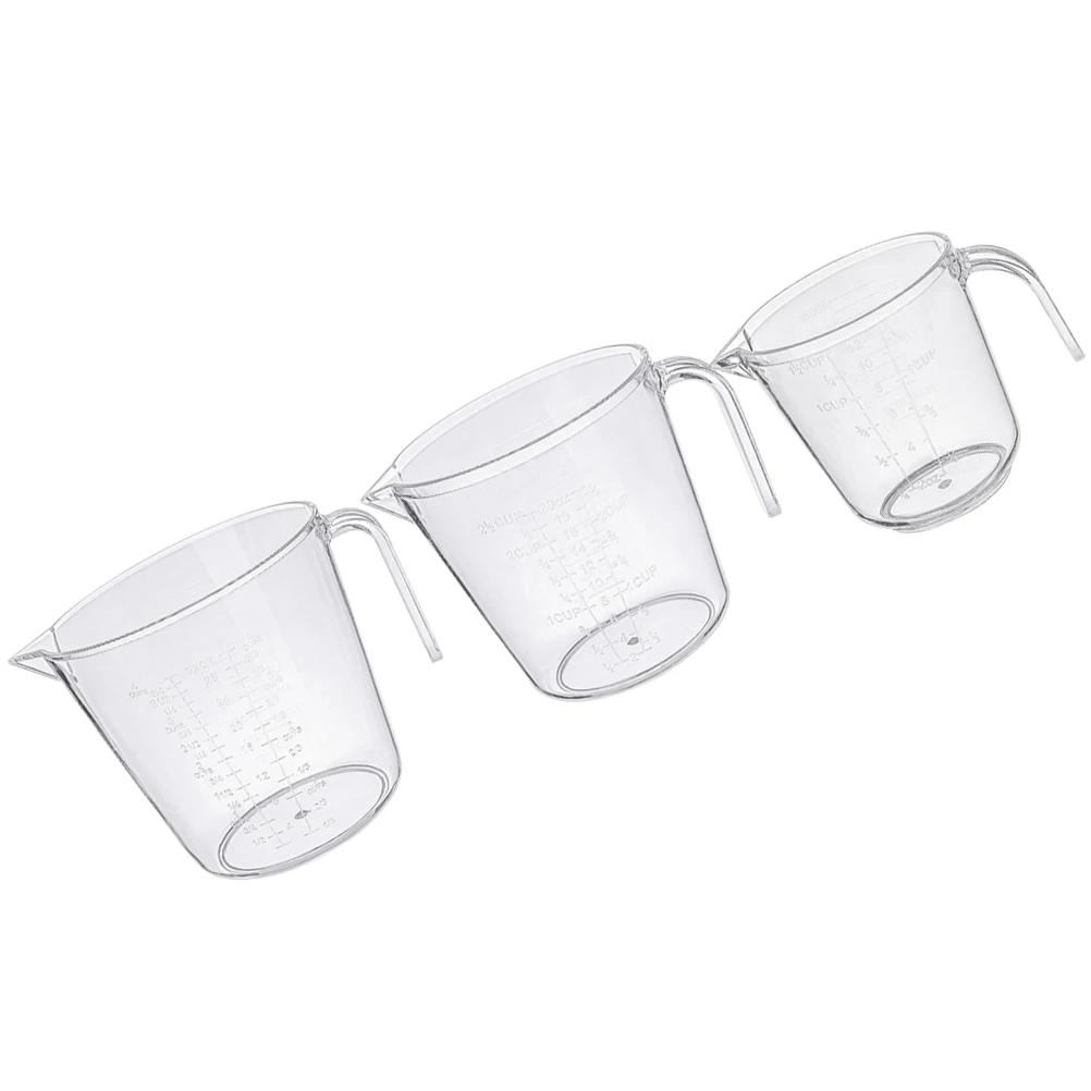 

3pcs Measuring Cup Set 300ML 600ML 1000ML Dosage Tool Large Capacity Plastic Handle Graduated Cup Milk Measuring