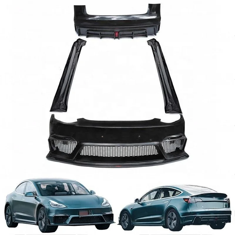 Model 3 BTC LA Style Carbon Fiber Body Kit Front Rear Bumpers Front Splitter Side Skirts Rear Diffuser Modified Exterior Accesso