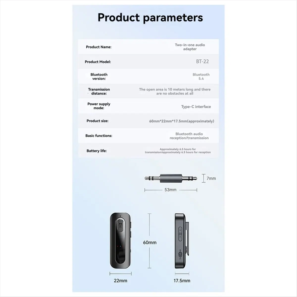 Dynamic 2in1 BT 5.5 Audio Receiver Transmitter 3.5MM AUX TF Card Stereo Music Wireless Adapter with Mic for Car TV PC Airplane