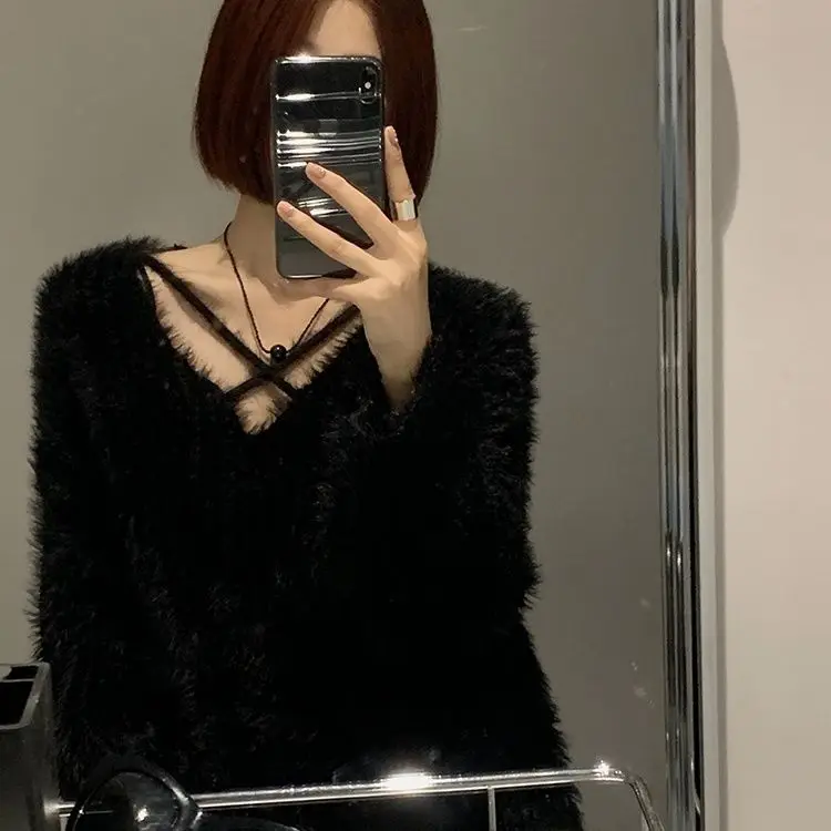 

Свитера Джемперы Пуловеры Женские трикотажные изделия с высоким воротником Уличная одежда больших размеров Многослойный вид BF Y2K Lady OL Работа Профессиональный бизнес