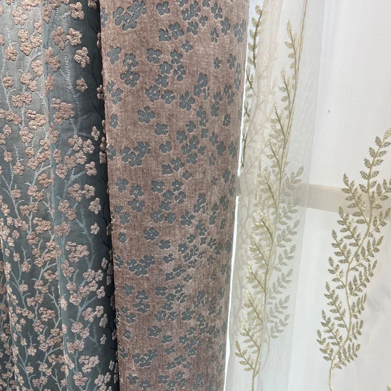 New Blackout Chenille High-precision Curtain American Rural Simple Pastoral Small Floral Curtains for Bedroom living room