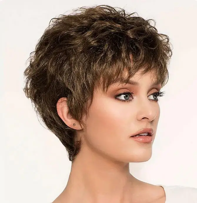 Brown Short Costume Wigs for Women Straight Bob Layered straight Wig Short Brown Synthetic Hair wig for older Women